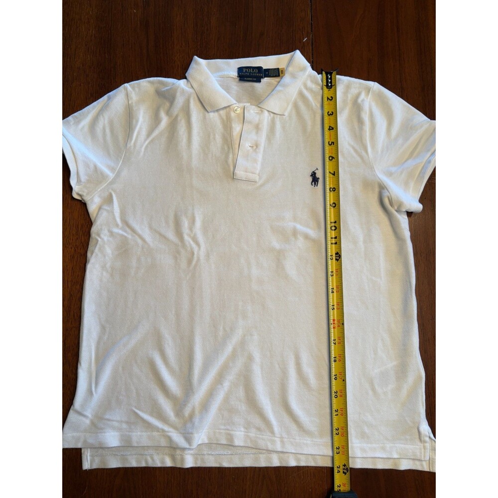 Ralph Lauren Polo Shirt Womens White 100% Cotton Short Sleeve Med classic fit - Picture 7 of 7